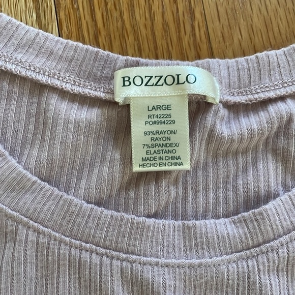 Ribbed Stretch Shirts Short Sleeve Tank Cider Bozzolo Set Junior L Pink Grey - Picture 7 of 7